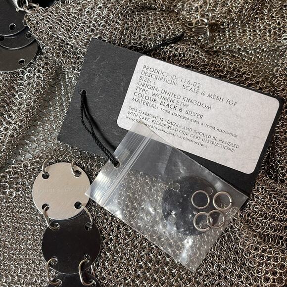 Fannie Schiavoni Scale and Mesh Chainmail Sheer Wrap Top Size Large - Picture 9 of 10